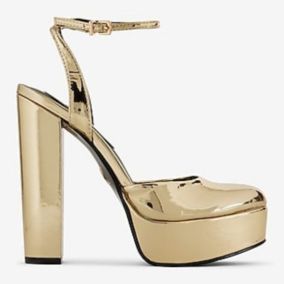Metallic Rounded Toe Platform Pumps - Picture 2 of 5